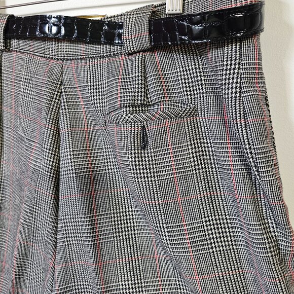 EUC GIORGIO SANT'ANGELO PURE MERINO WOOL PLEATED HIGH WAIST PLAID PANTS SZ 16 - Picture 6 of 16
